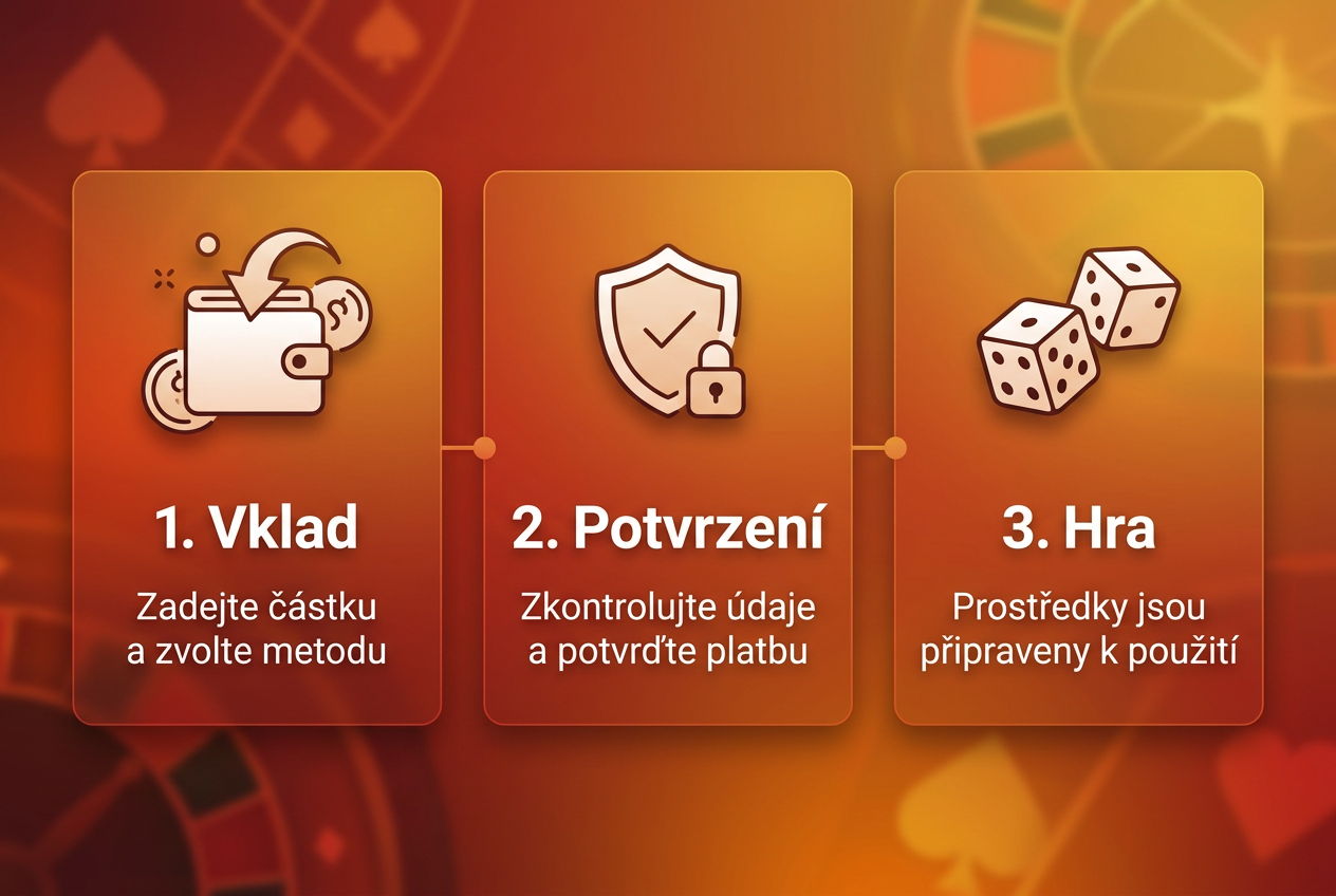 Infografika procesu vkladu přes Skrill s českými popisky